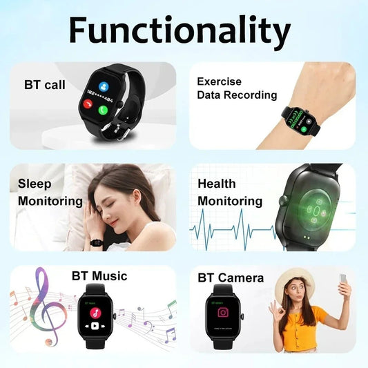 Touch Screen Smart Watch Music Steps Count Bluetooth Call 2025 Smartwatch For Men Women Calorie Track Heart Rate Monitoring H9 - CHINGUITY