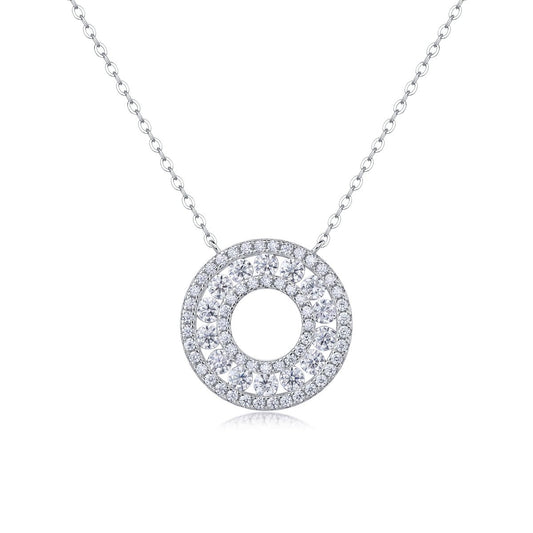 Reciprocating Luxury Fashion Diamond Pendant Necklace Set With Mosan Diamond Silver Ornaments - Chinguity