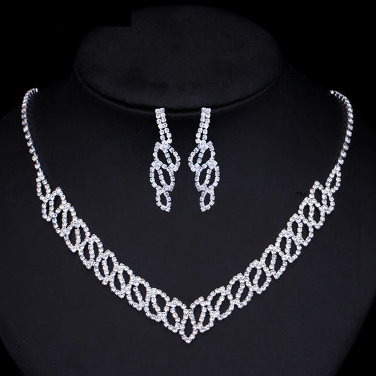 Luxury shiny rhinestone necklace set