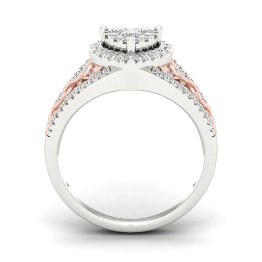 Luxury Diamond-set Zircon Heart Ring