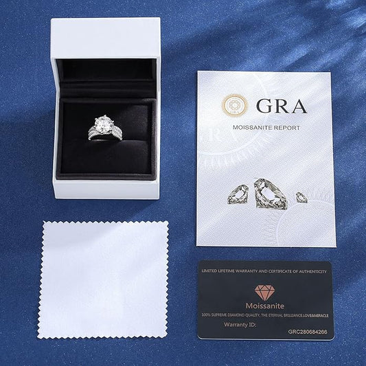 5ct Moissanite Engagement Rings For Women, 11MM Center Stone, D Color VVS1 Created Moissanite Wedding Promise Proposal Rings For Women Her, Anniversary Luxurious Bridal Gift - Chinguity
