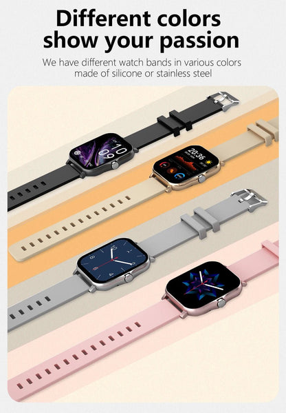 Smart watch with full touch screen, call, message reminder, music control and other functions, compatible with iPhone/android mo - CHINGUITY