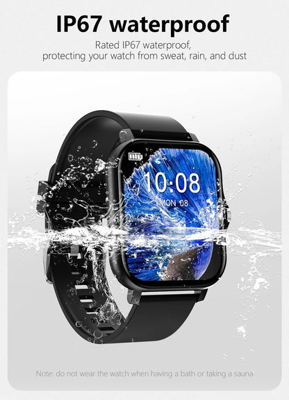 Smart watch with full touch screen, call, message reminder, music control and other functions, compatible with iPhone/android mo - CHINGUITY