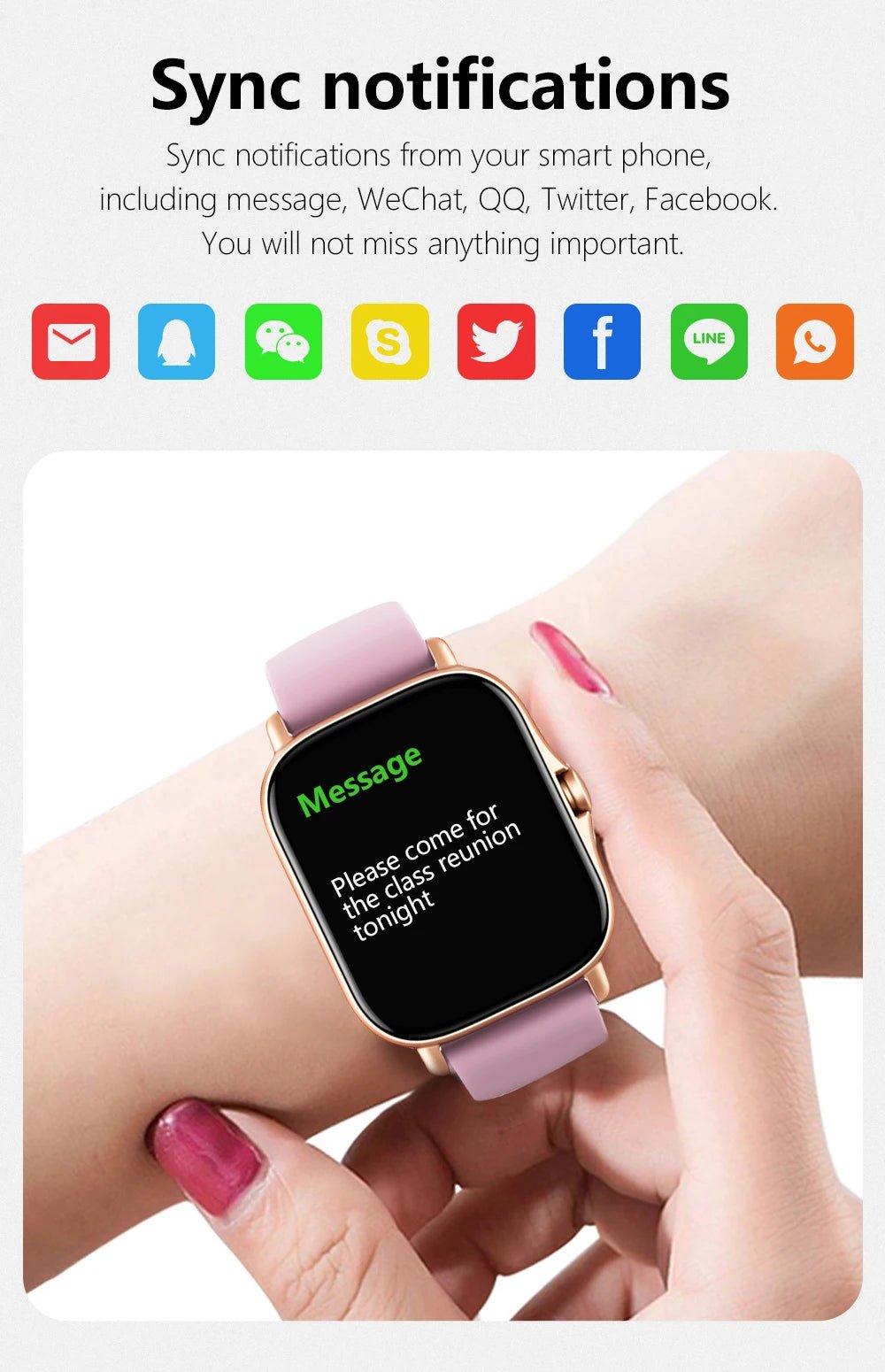 Smart watch with full touch screen, call, message reminder, music control and other functions, compatible with iPhone/android mo - CHINGUITY