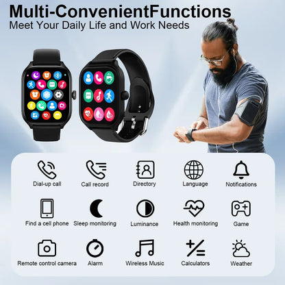 Touch Screen Smart Watch Music Steps Count Bluetooth Call 2025 Smartwatch For Men Women Calorie Track Heart Rate Monitoring H9 - CHINGUITY
