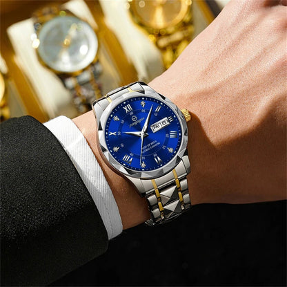 PENGAGAR Luxury Square Sport Man Wristwatch Waterproof Luminous Chronograph Quartz Men's Watches Stainless Steel Men Watch Reloj - CHINGUITY