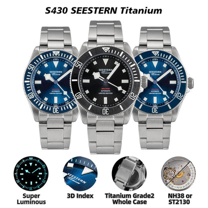 SEESTERN Titanium Diver Watch for Men Automatic Mechanical Wristwatch NH38 Movement Sapphire Glass 20ATM Waterproof Luminous New - CHINGUITY