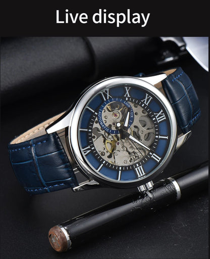 LONGLUX automatic watch rome wholesale mechanical wristwatches waterproof hollow leather mens watch men gift - CHINGUITY