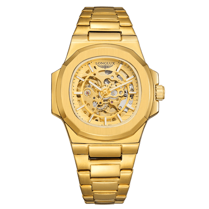 LONGLUX Men automatic mechanical watch luxury watches waterproof skeleton business cheap wholesale stainless steel gift watch - CHINGUITY