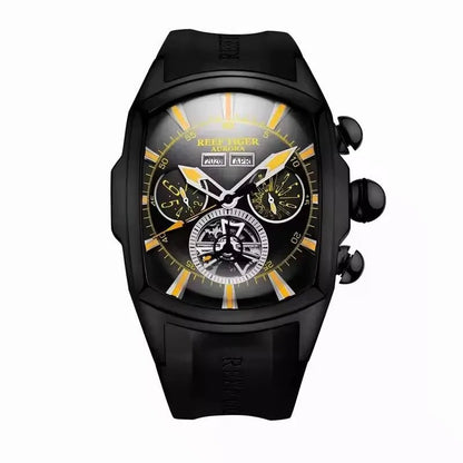 Reef Tiger 316L Stainless Steel Wine Barrel Automatic Watch Fashion Mulitfunction Tourbillon Mechanical Watches for Men RGA3069 - CHINGUITY