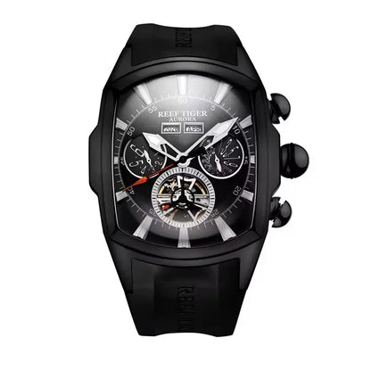 Reef Tiger 316L Stainless Steel Wine Barrel Automatic Watch Fashion Mulitfunction Tourbillon Mechanical Watches for Men RGA3069 - CHINGUITY