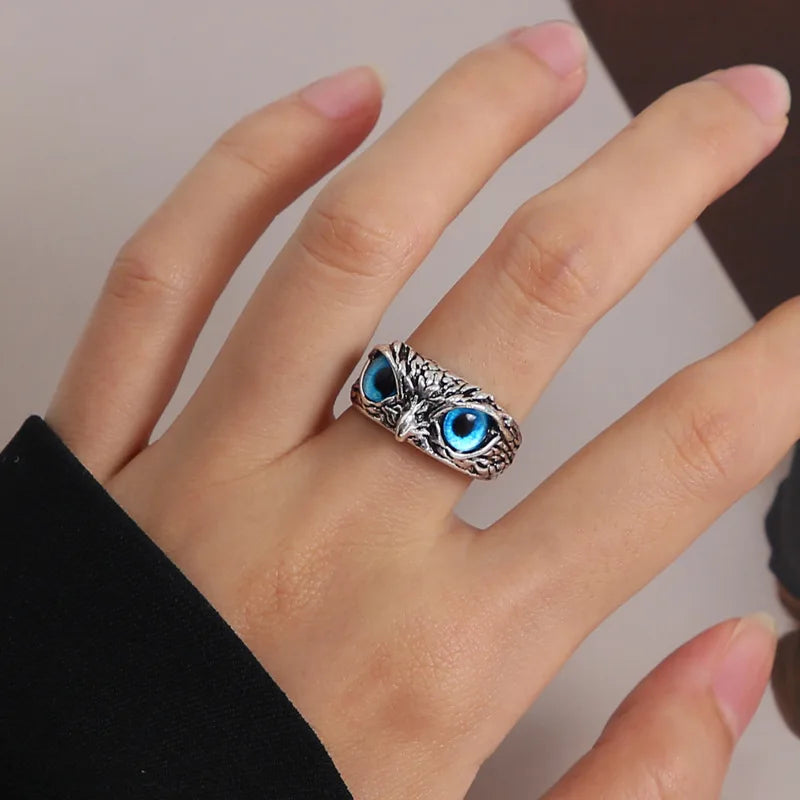 Fashion Charm Vintage Owl Ring for Men Women Cute Animals Owl Youth Gothic Rings Jewelry Accessories Boy Girl Gifts