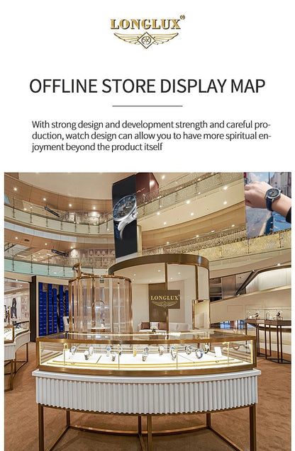 LONGLUX automatic watch rome wholesale mechanical wristwatches waterproof hollow leather mens watch men gift - CHINGUITY