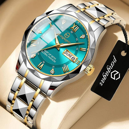 PENGAGAR Luxury Square Sport Man Wristwatch Waterproof Luminous Chronograph Quartz Men's Watches Stainless Steel Men Watch Reloj - CHINGUITY