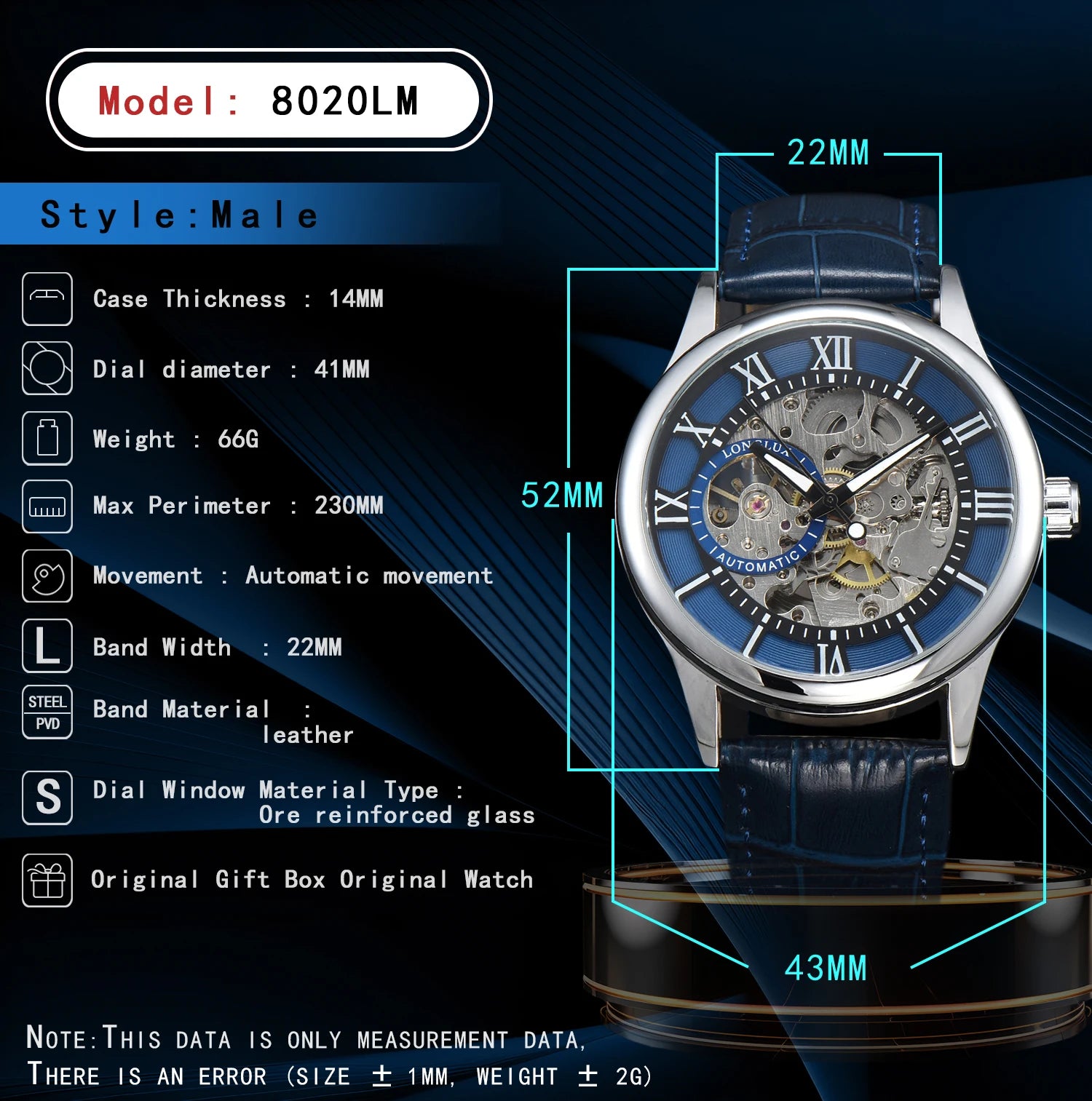 LONGLUX automatic watch rome wholesale mechanical wristwatches waterproof hollow leather mens watch men gift - CHINGUITY