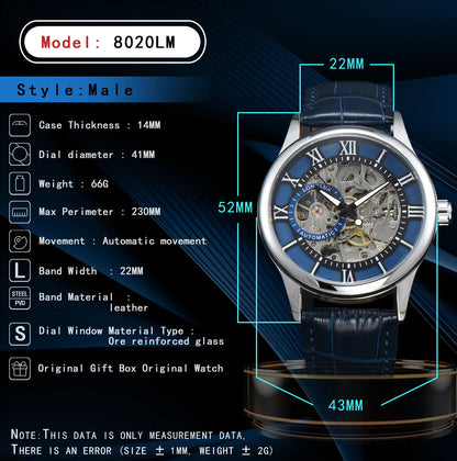 LONGLUX automatic watch rome wholesale mechanical wristwatches waterproof hollow leather mens watch men gift - CHINGUITY
