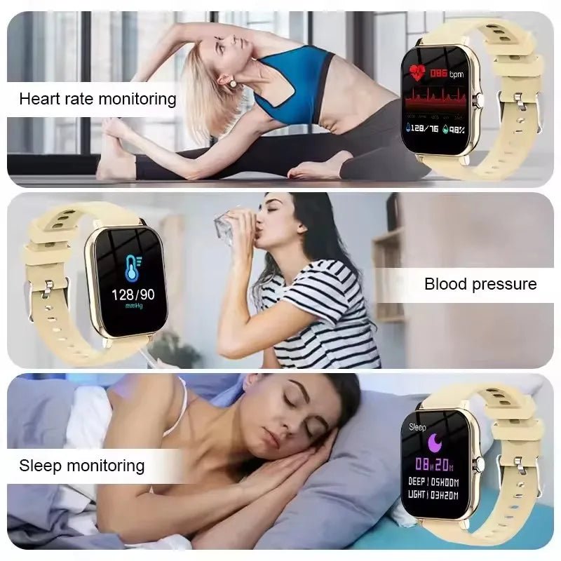 Smart watch with full touch screen, call, message reminder, music control and other functions, compatible with iPhone/android mo - CHINGUITY