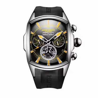 Reef Tiger 316L Stainless Steel Wine Barrel Automatic Watch Fashion Mulitfunction Tourbillon Mechanical Watches for Men RGA3069 - CHINGUITY