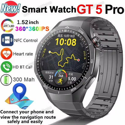 2025 New GPS NFC GT5 Pro Smart Watch Men HD AMOLED Screen Heart rate Bluetooth Call IP68 Waterproof Man Smartwatch Holiday Gifts - CHINGUITY
