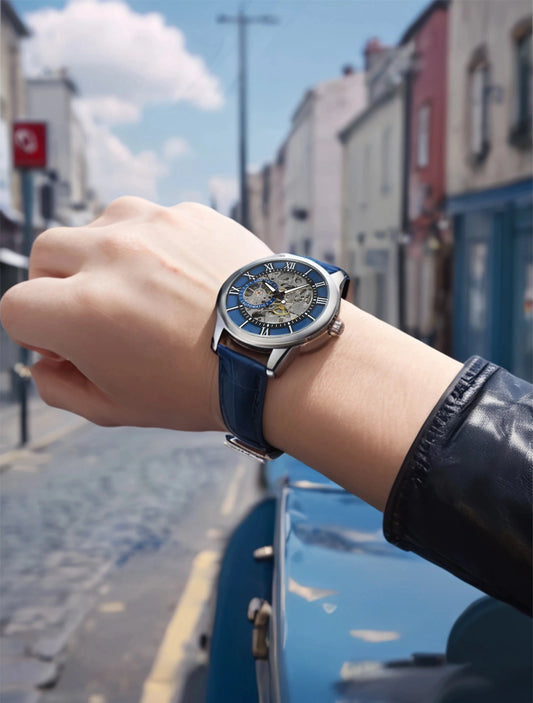 LONGLUX automatic watch rome wholesale mechanical wristwatches waterproof hollow leather mens watch men gift - CHINGUITY