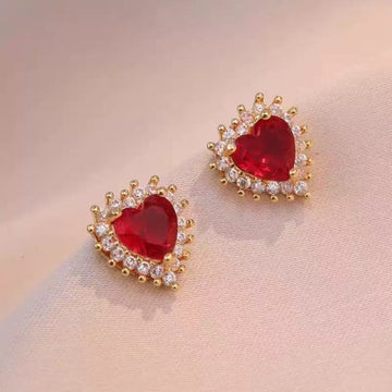 Ruby Heart Earrings
