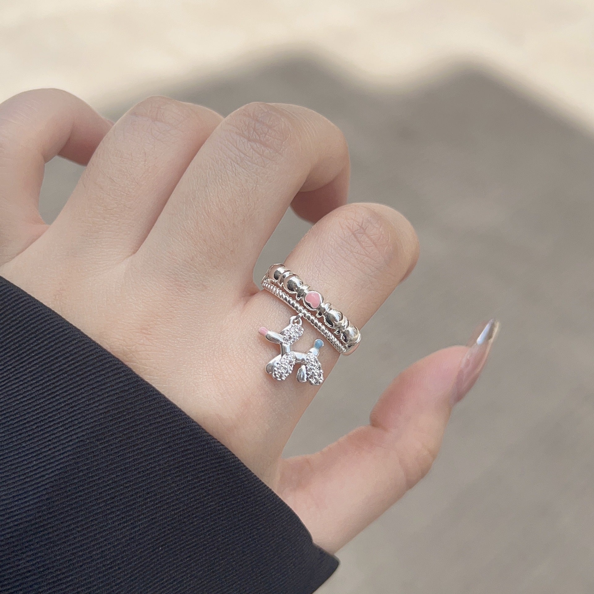 Finger Ring With Dog,silvery Color,Only Self - pickup Is Supported, And The Displayed Prices Are All Self - pickup Prices - Chinguity