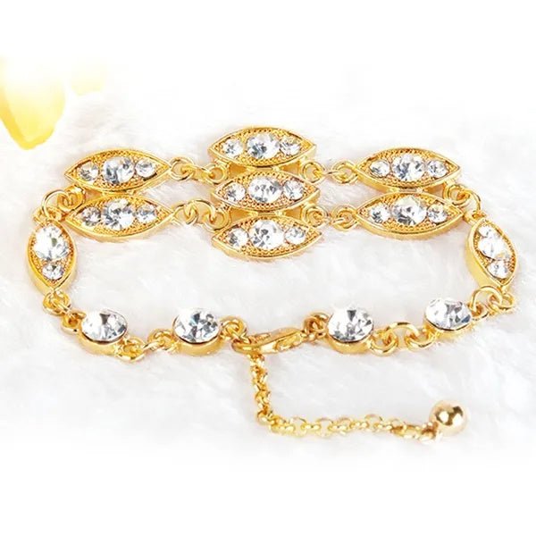 Noble Burnished Gold Bling Rhinestone Bracelet - Chinguity