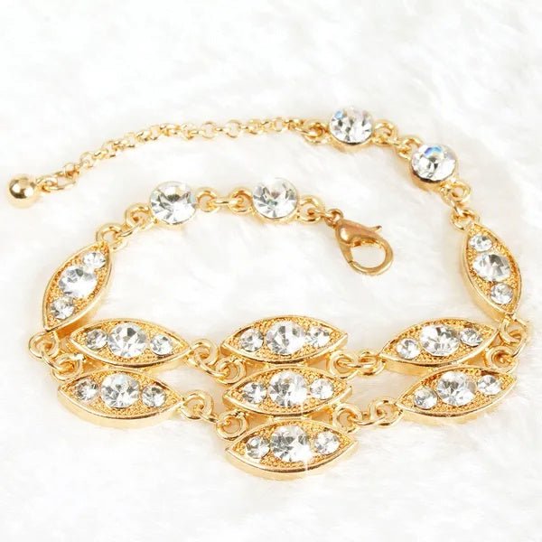 Noble Burnished Gold Bling Rhinestone Bracelet - Chinguity