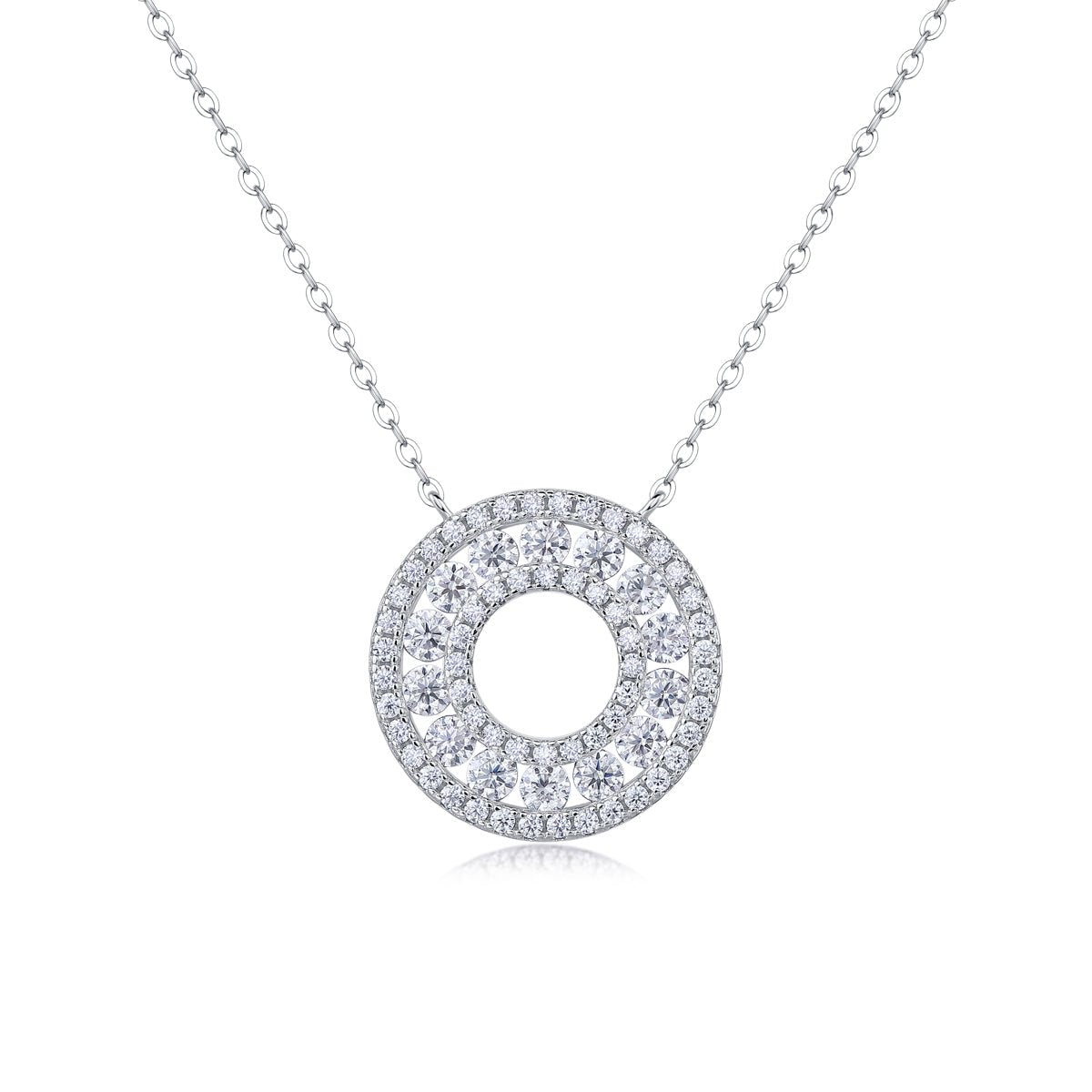 Reciprocating Luxury Fashion Diamond Pendant Necklace Set With Mosan Diamond Silver Ornaments - Chinguity