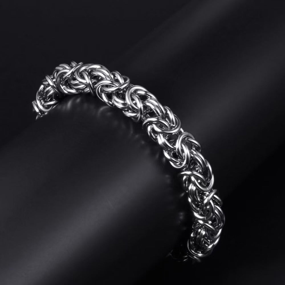 Vintage Braided Titanium Steel Bracelet For Men - Hip Hop Minimalist Chain Style, Durable Stainless Steel Handmade Link Brace - Chinguity