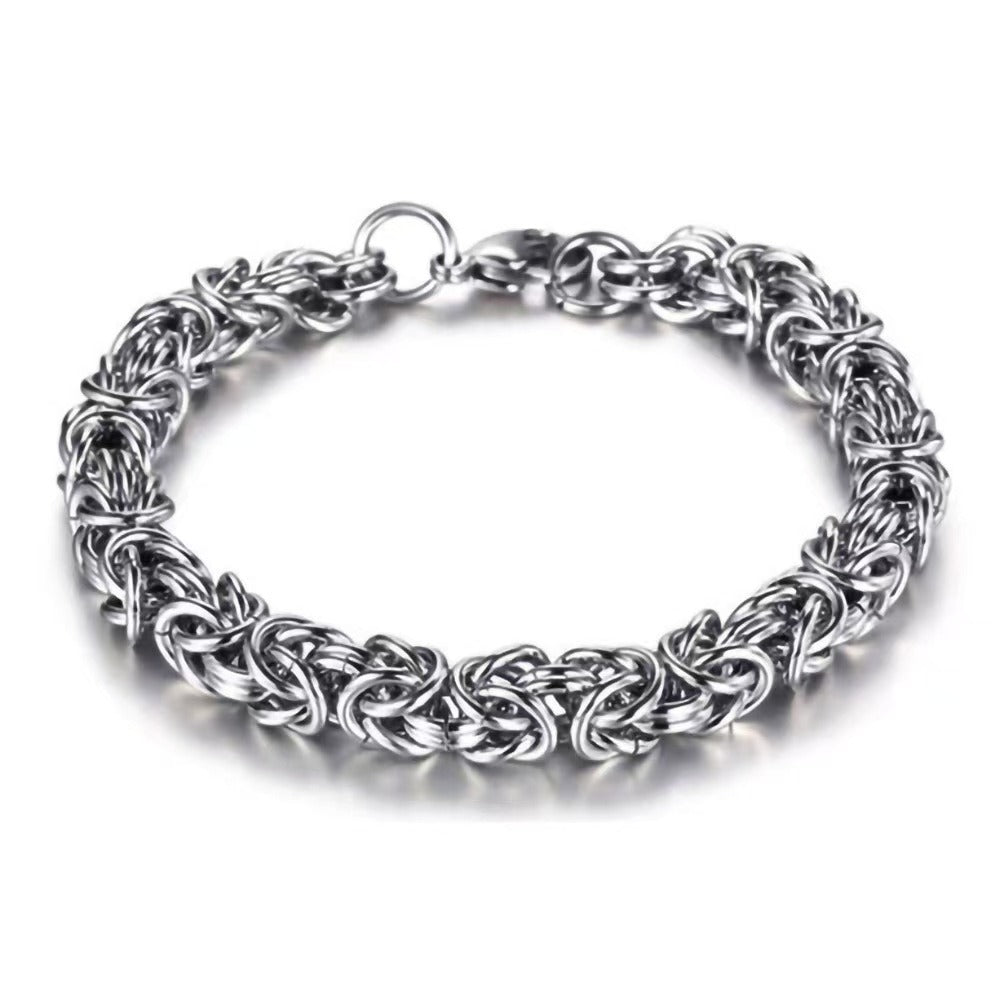Vintage Braided Titanium Steel Bracelet For Men - Hip Hop Minimalist Chain Style, Durable Stainless Steel Handmade Link Brace - Chinguity