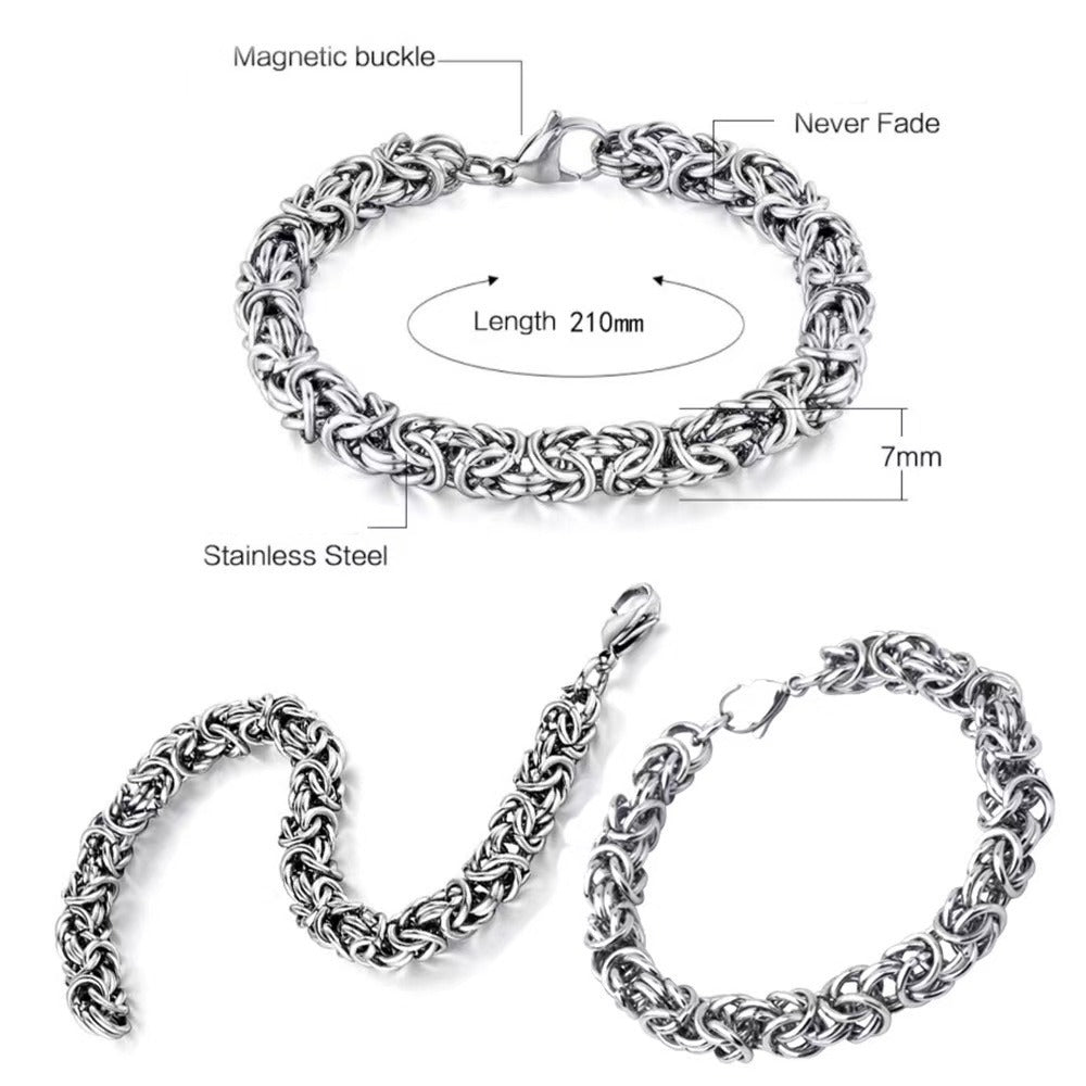 Vintage Braided Titanium Steel Bracelet For Men - Hip Hop Minimalist Chain Style, Durable Stainless Steel Handmade Link Brace - Chinguity